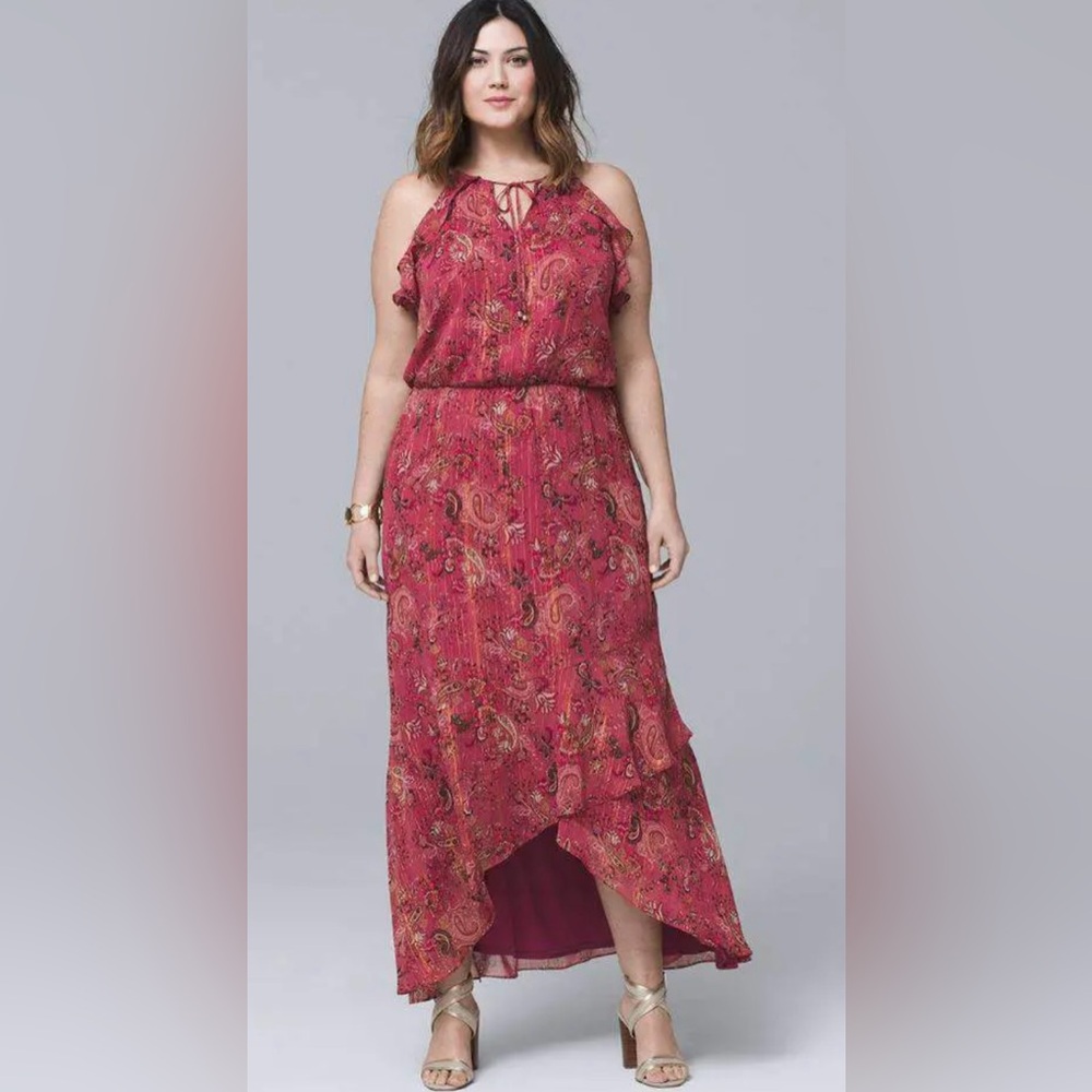White House Black Market Paisley-Print High-Low Maxi Dress Size 8